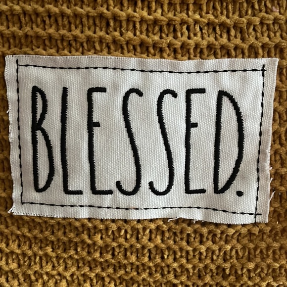Rae Dunn - BLESSED - chenille blanket - Picture 2 of 3